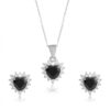 Black Onyx Silver Necklace Earrings Set For Her