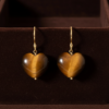 Tiger Eye Heart Earrings 925 Silver Gold Plated Leo - Image 7