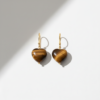 Tiger Eye Heart Earrings 925 Silver Gold Plated Leo - Image 9