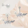 Dual Style Two Way Pearl Silver Earrings - Image 8