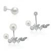Dual Style Two Way Pearl Silver Earrings