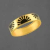 Black Enamel Sunset Silver Ring - Image 2
