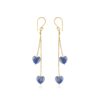Lapis Lazuli Double Heart Earrings Gold Plated Sagittarius