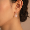 Rose Quartz Earrings 925 Silver White Rhodium Plated Taurus - Image 2