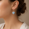 Blue Opal Earrings 925 Silver White Rhodium Plated Birthstone - Image 2