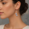 Blue Opal Heart Dangle Earrings Silver Birthstone - Image 2