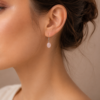 Rose Quartz Earrings 925 Silver Rhodium Taurus - Image 2