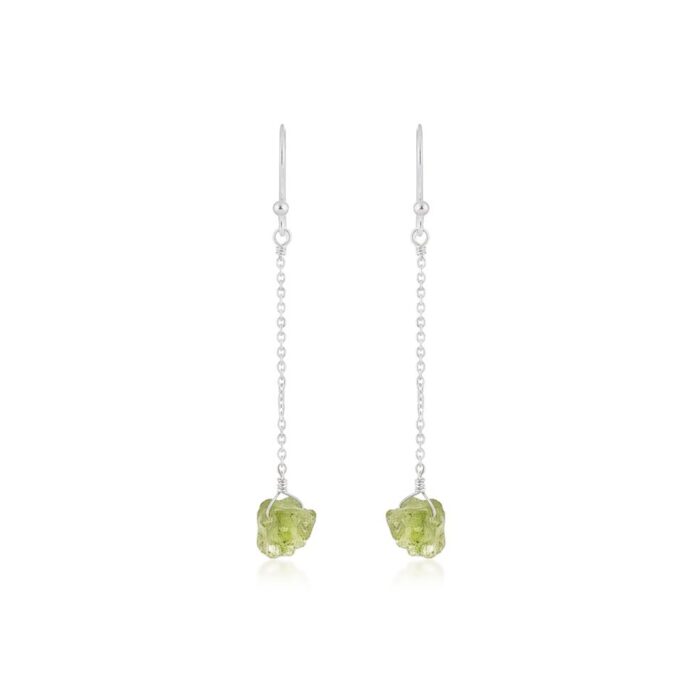 Raw Peridot Earrings, Gold Plated