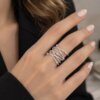 Sparkling Multi Band Silver Cocktail Ring - Image 3