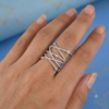 Sparkling Multi Band Silver Cocktail Ring - Image 2