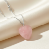 Heart Shaped Rose Quartz Pendant Silver Necklace - Image 9