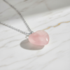 Heart Shaped Rose Quartz Pendant Silver Necklace - Image 5