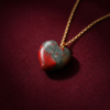 Heart Shaped Bloodstone Pendant Silver Necklace - Image 3