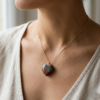 Heart Shaped Bloodstone Pendant Silver Necklace - Image 2