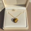 Tiger Eye Heart Pendant Necklace Gold Plated Leo Birthstone - Image 6