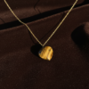 Tiger Eye Heart Pendant Necklace Gold Plated Leo Birthstone - Image 5