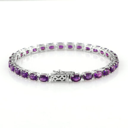 Amethyst Tennis Bracelet Silver Plated February Birthstone