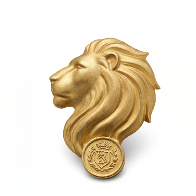 Leo Zodiac Lion Brooch Gold Plated Finish Silver