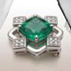 Emerald Cushion Brooch Silver Rhodium Plated May Birthstone - Image 4