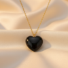 Black Onyx Heart Pendant Necklace 925 Silver Gold Plated Capricorn - Image 5