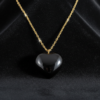 Black Onyx Heart Pendant Necklace 925 Silver Gold Plated Capricorn - Image 2