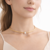 Moissanite Solitaire Choker Necklace Gold Plated Birthstone - Image 4