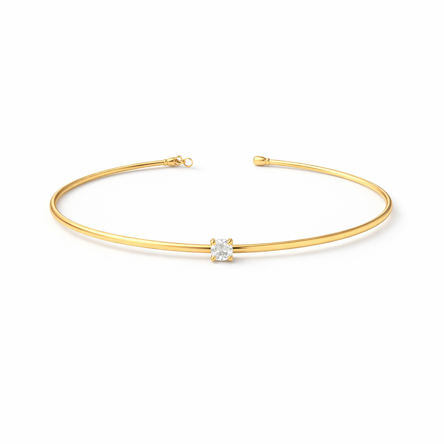 Choker Necklace SGC-01 (5) Moissanite Solitaire Choker Necklace Gold Plated Birthstone - Image 1