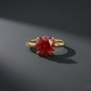 Natural Ruby Solitaire Ring in Solid Gold Metal July Birthstone - Image 3