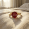 Natural Ruby Solitaire Ring in Solid Gold Metal July Birthstone - Image 2
