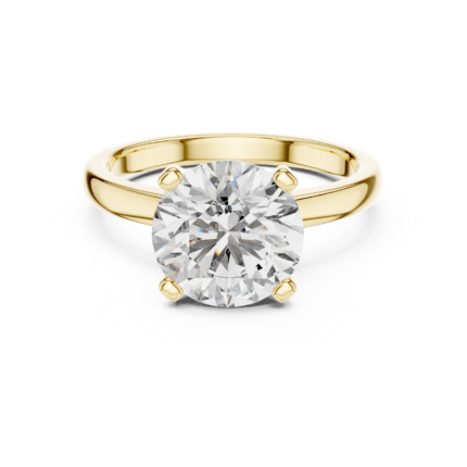 Round Natural Diamond Solitaire Ring in 14K & 18K Gold Plating