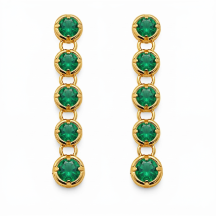 Emerald Drop Earrings Gold Plated May Birthstone