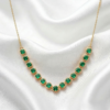 Round Emerald Tennis Necklace Gold Plated May Birthstone - Image 6