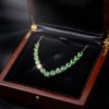 Round Emerald Tennis Necklace Gold Plated May Birthstone - Image 7