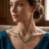 Round Emerald Tennis Necklace Gold Plated May Birthstone - Image 2