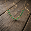 Round Emerald Tennis Necklace Gold Plated May Birthstone - Image 4