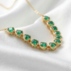Round Emerald Tennis Necklace Gold Plated May Birthstone - Image 3