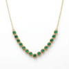 Round Emerald Tennis Necklace Gold Plated May Birthstone