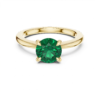 Round Emerald Solitaire Ring 18K Yellow Gold May Birthstone