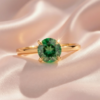 Round Emerald Solitaire Ring 18K Yellow Gold May Birthstone - Image 3