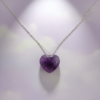 Amethyst Heart Pendant Necklace 925 Silver Rhodium February - Image 8