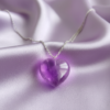 Amethyst Heart Pendant Necklace 925 Silver Rhodium February - Image 7