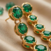 Emerald Drop Earrings Gold Plated May Birthstone - Image 6