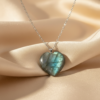 Labradorite Heart Pendant Necklace Sterling Silver Chain - Image 2