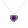 Amethyst Heart Pendant Necklace 925 Silver Rhodium February