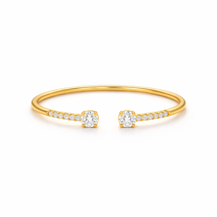 Moissanite Open Bangle Gold Plated Kids Bracelet