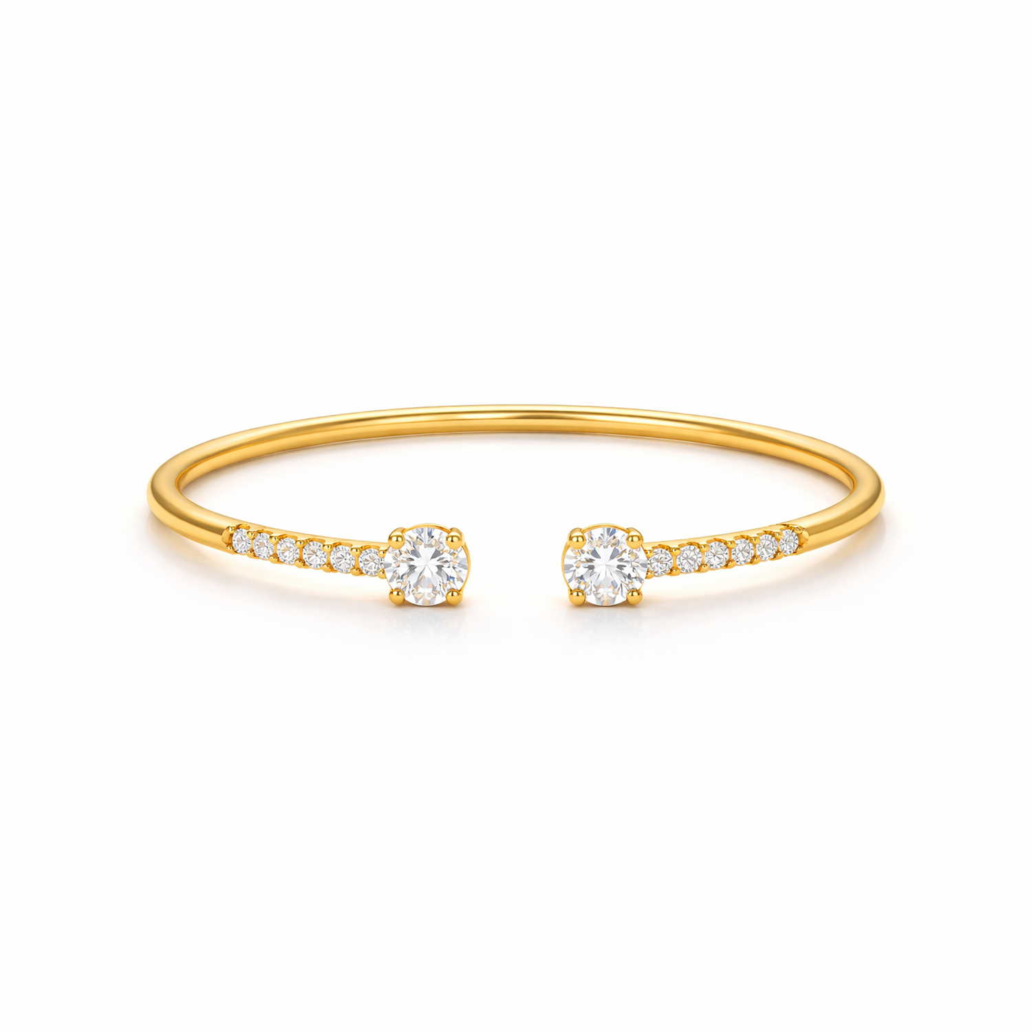 Kids Bangle BNSG-001 (3) Moissanite Open Bangle Gold Plated Kids Bracelet - Image 1