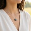 Labradorite Heart Pendant Necklace Sterling Silver Chain - Image 2
