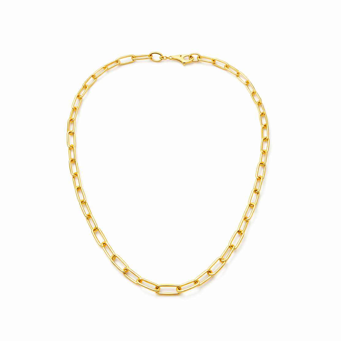 Paper Clip Chain GC-001 (3) Women Gold Plated Paper Clip Chain Necklace - Image 1