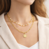Women Gold Plated Paper Clip Chain Necklace - Image 4
