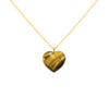 Tiger Eye Heart Pendant Necklace Gold Plated Leo Birthstone